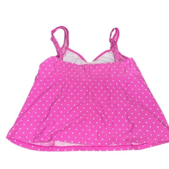 Pink Polka Dot Tankini Swim Top CATALINA Plus Size 2X 18W-20W Adjustable Straps - Picture 3 of 7